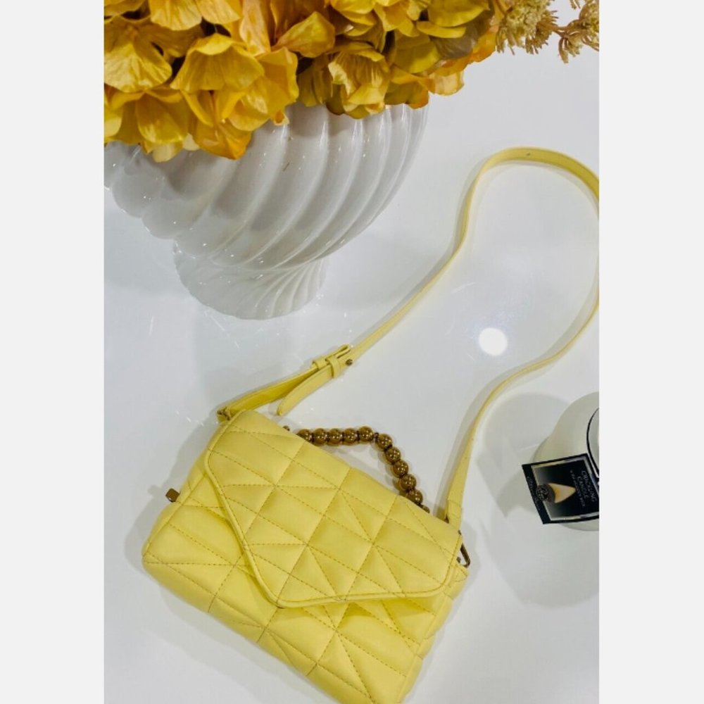 Zara Quilted Crossbody Bag - Yellow